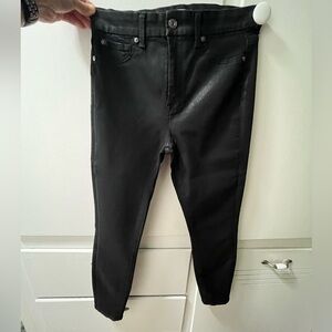 7 for All Mankind B (Air) High Waist Ankle Skinny Jeans in Coated Black. Size:27